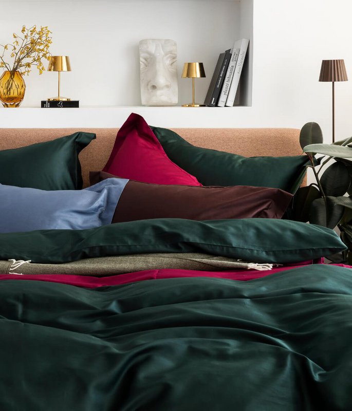 Satin-Bettwäsche-Set Solid Royal Green