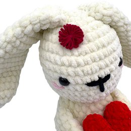 Handmade cuddly toy - bunny with heart - made of velvet