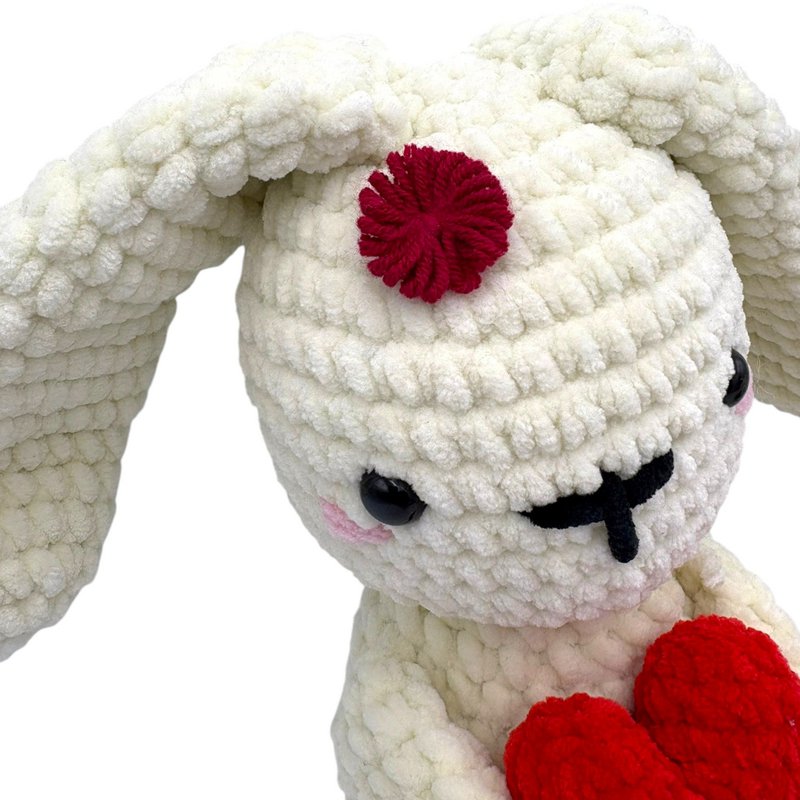 Handmade cuddly toy - bunny with heart - made of velvet