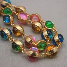 Vintage Rainbow Glass Stones Jewelry Set