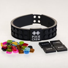 PIXIE CREW Silicone Bracelet – Hashtags #LMAO #OMG #BFF #LOL, Black
