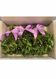 Caja Navideña Muérdago – Rosa (8 paquetes de 3 paquetes)