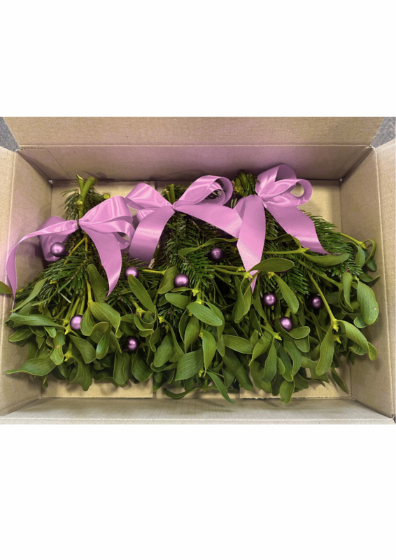 Caja Navideña Muérdago – Rosa (8 paquetes de 3 paquetes)