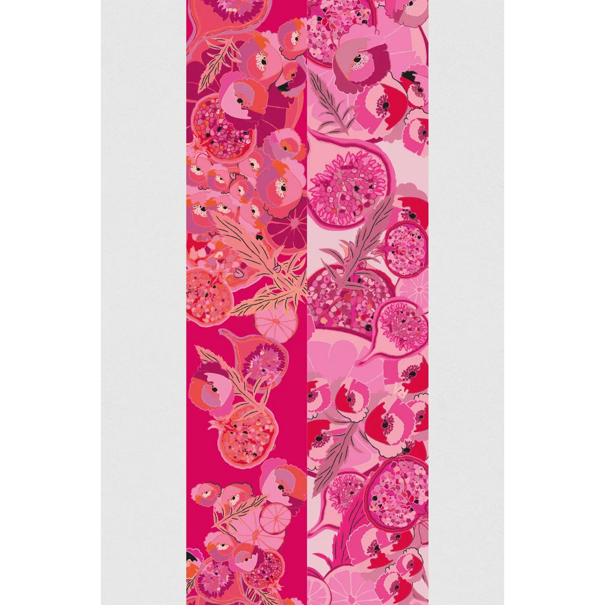 Virginie Riou – bandoulière de téléphone "citron caviar – 100% twill de polyester recyclé– rose, fruits – 128 cm x 5 cm