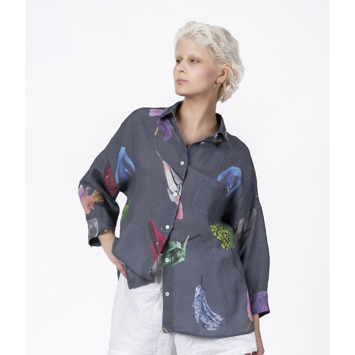 Linnen overhemd Fashionista Grijs