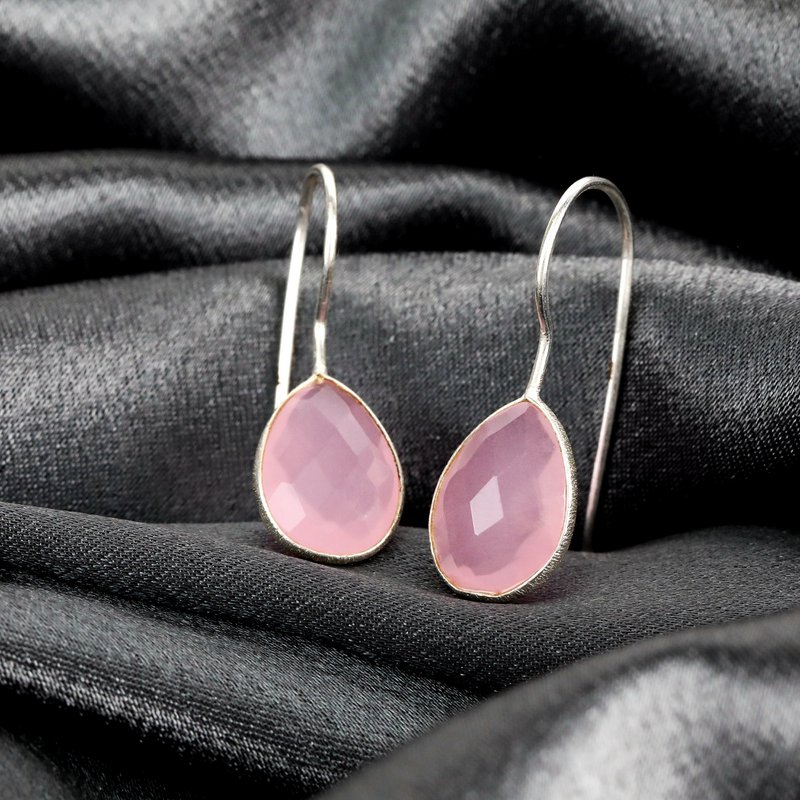 925 sterling zilveren rozenkwarts oorbellen - elegante edelsteen sieraden OHR925-102