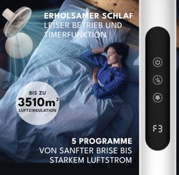 LEBENLANG Standventilator mit Fernbedienung - 3510m3/h & LED-Display & 5 Modi I Energiesparend & Oszillierender I Silent Ventilator Timer Standventilatoren Standing Fan leiser Ventilator Büro