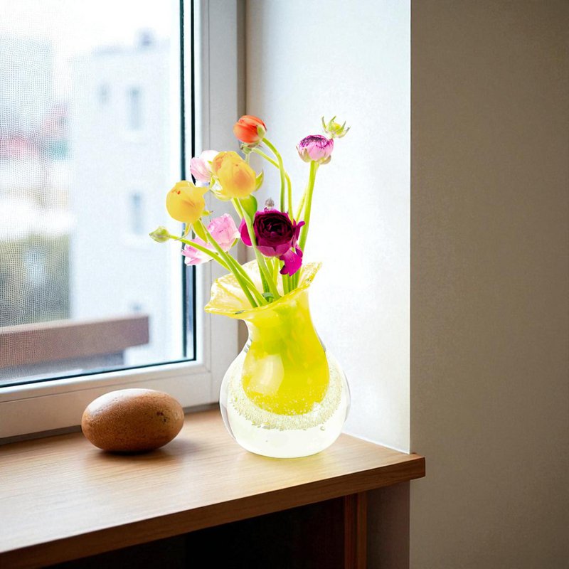 Vase Splash - Lemon - height 16 cm - Crystal
