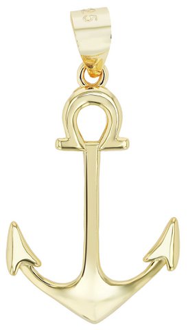 "Nahid" - anchor pendant, real silver in gold color
