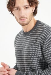 ZACH 3 Kasjmier trui met ronde hals en 4-draads tweekleurig jacquardpatroon