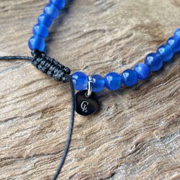 Power Bracelet With Blue Agate - Gemstone - Bead bracelet - 4mm