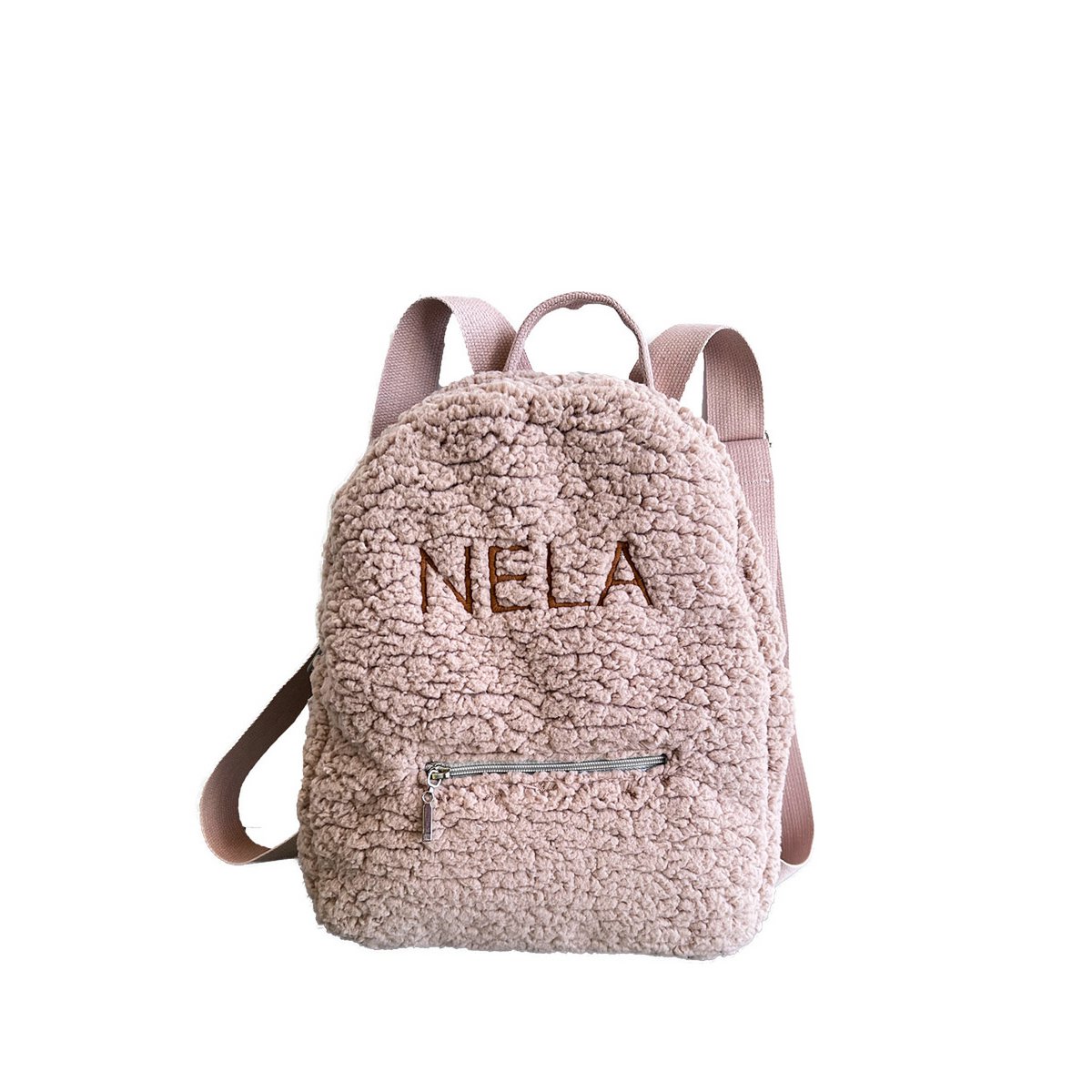 Teddy kinderrugzak met geborduurde naam - beige