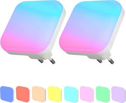Colorful LED night light with 8 different color options, suitable for children and adults.