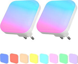 LED-nachtlampje - voor kinderen en volwassenen - 2 stuks - 8 verschillende kleuren