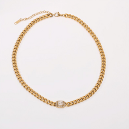 Rafal - Cuban Link Chain Halskæde Cz Crystal Choker
