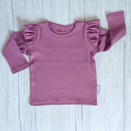 Ruffle Longsleeve Rib Jersey Oud Lilac