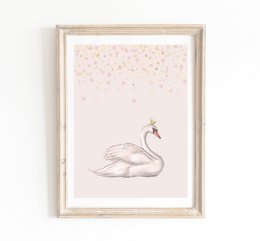 Schwan-Plakat, Ballett-Plakat, Ballerina-Plakat, Ballett-Druck, Ballett-Plakat, Mädchen-Zimmer-Plakat, Mädchen-Kinderzimmer-Plakat, rosa Mädchen-Zimmer-Dekor