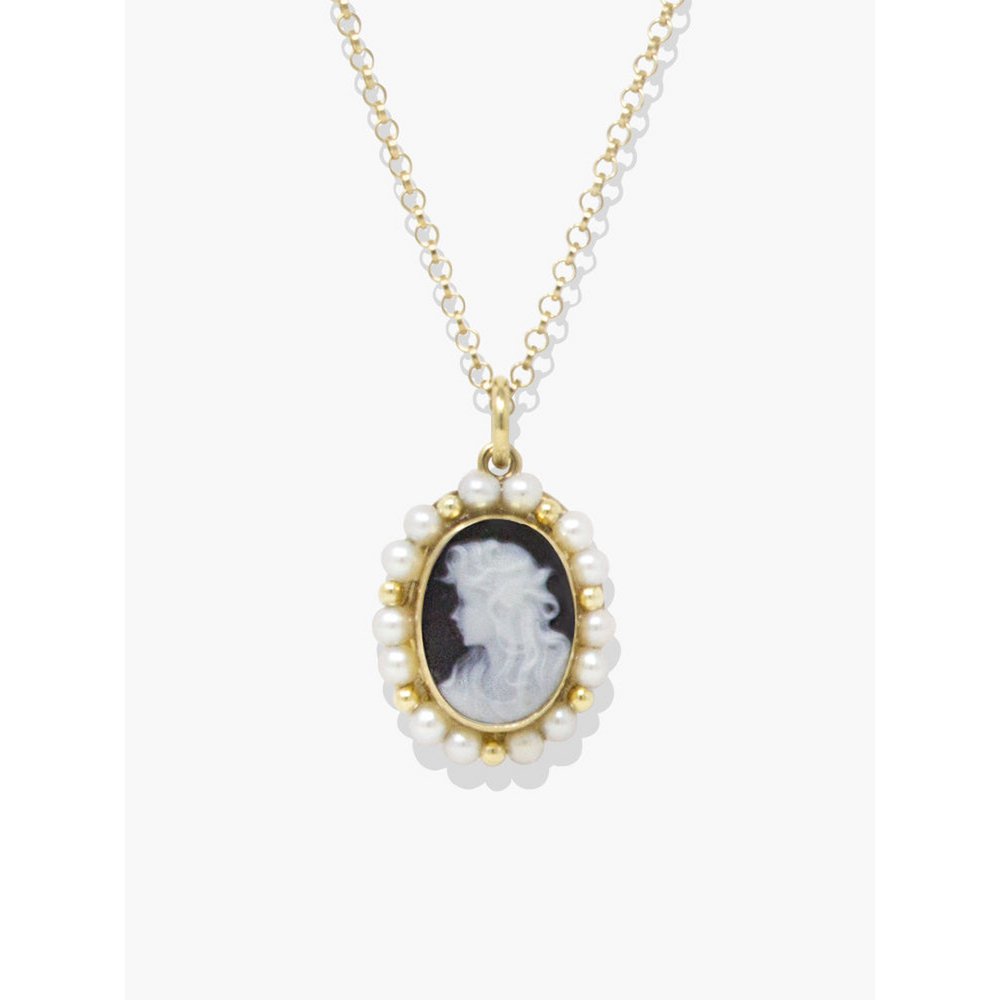 Collier camée noir Little Lovelies avec perles