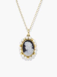 Collier camée noir Little Lovelies avec perles