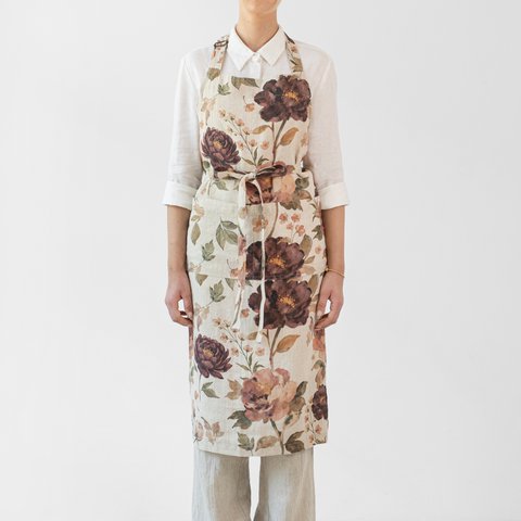Vintage Rose Linen Chef Apron