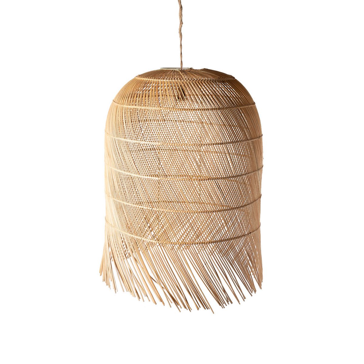 Suspension Dalhia cilindrica en rotin naturel, tissée main avec des fibres naturelles, 3 tailles, origine indonésienne