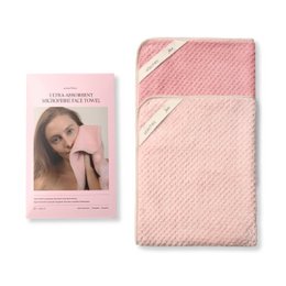 Soft microfiber face towel, blush pink rosé, highly absorbent, textured weave, folded rectangular shape