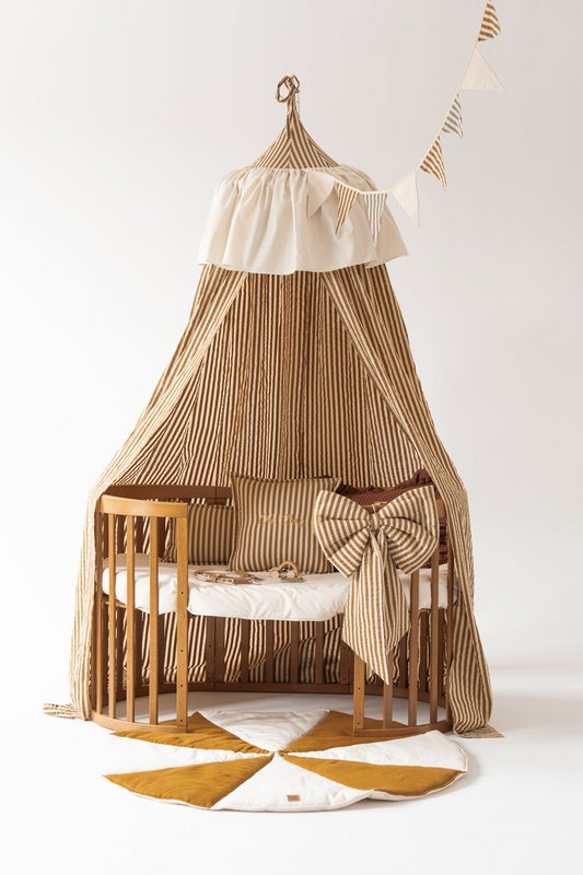 Nursery canopy with ruffle "olive stripes"