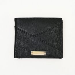  Premium black grained napa leather wallet with coin pocket and 4 card slots. Luxury slim bifold design.