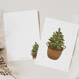 Carte de Noël Sapin de Noël dans un panier - Carte postale de Noël sapin