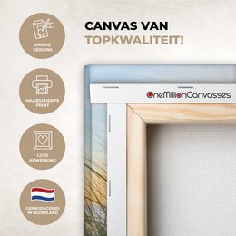 Canvas Maleri - Wall Decoration - Beach - Sun - Dune - Grass - Sand - Horizon