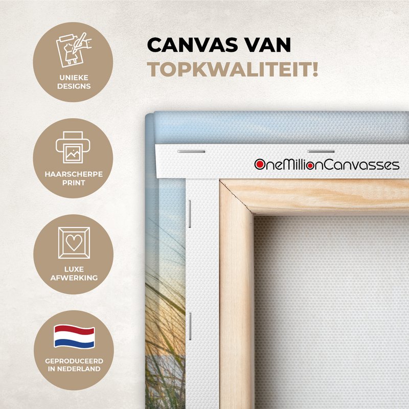 Canvas Maleri - Wall Decoration - Beach - Sun - Dune - Grass - Sand - Horizon