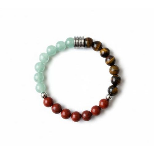 Women's bracelet Triple Power 8 mm with Aventurine, Red Jasper and Tiger's Eye