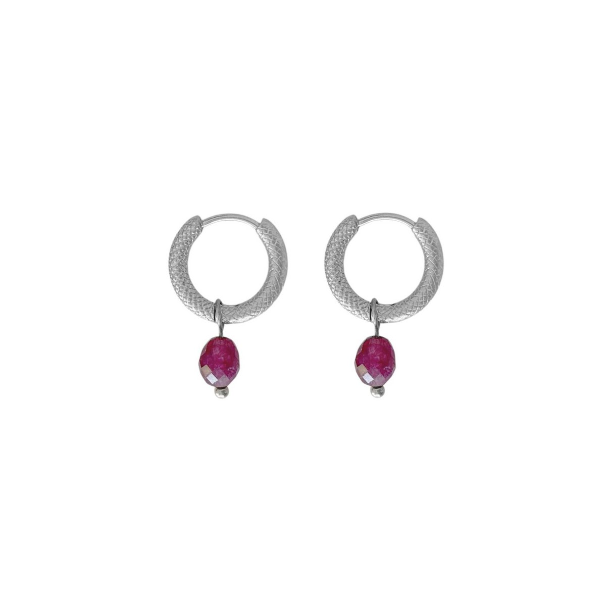 Burgundy Garnet Earrings - Silver