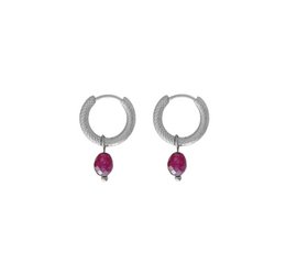 Boucles d'oreilles Grenat Bourgogne - Argent
