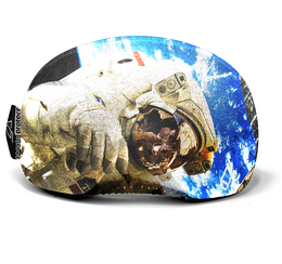 Astronaut-themed kids' sunglasses with a protective, wraparound design. Features a space-inspired graphic print with an astronaut's gloved hand.