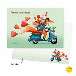 Grußkarte Kleiner Fuchs auf Roller