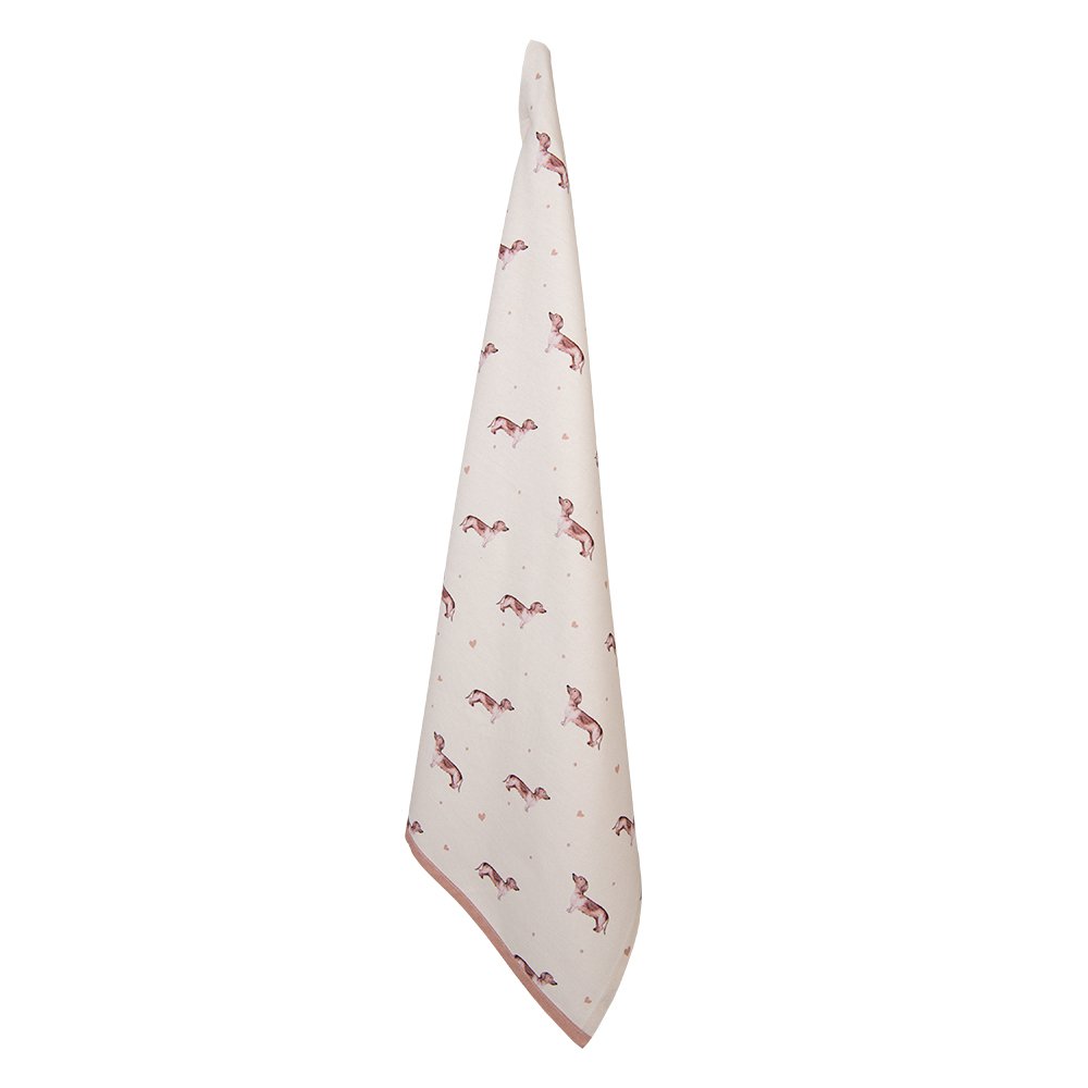 Theedoek 50x70 cm Beige Katoen Teckel Keukenhanddoek