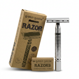 green-goose Classic Shaving Set - Silver Butterfly Closure