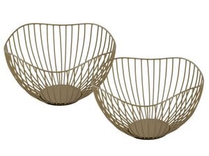 Fruit basket metal Ø 25 h 14 cm bread basket set 2 pieces fruit bowl metal black or gold round wave