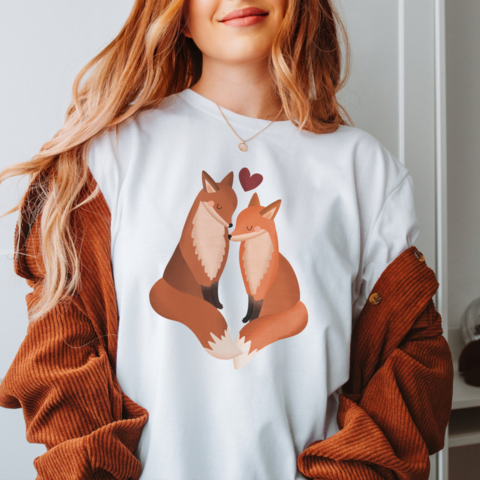 T-Shirt Füchse Liebe BIOBAUMWOLLE - Paarshirt Fuchs Geschenk