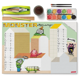 Schreibtischunterlage Monster – Kritzelunterlage mit ABC