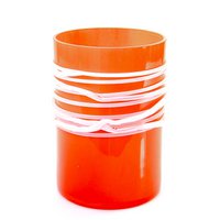 Rote Vase mit weißer Spirale – Höhe 19 cm – Glas