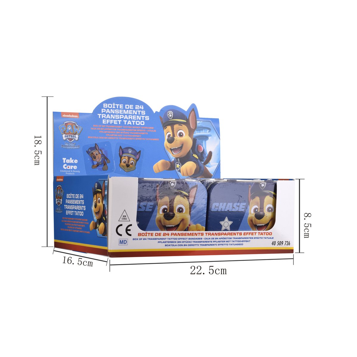 Paw Patrol - Chase - Metal box of 24 plasters