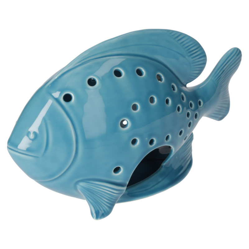 Turquoise fish candle holder h 17x27x10 cm