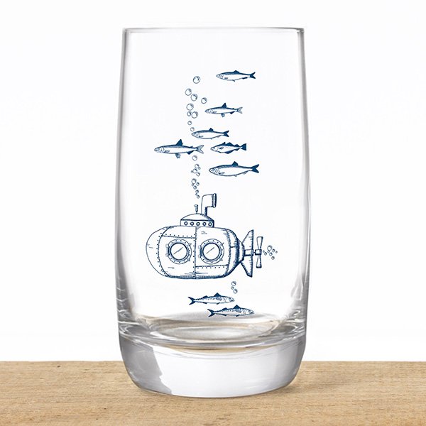 Longdrinkglas aus Kristall „U-Boot“ – maritimes Design, Made in EU