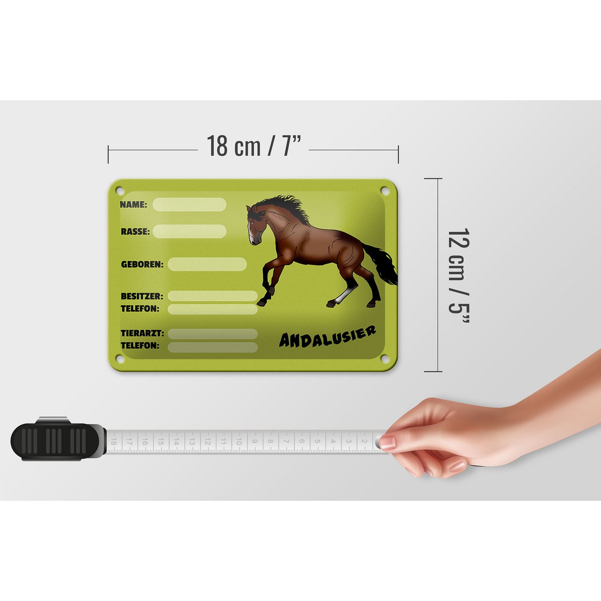 Tin Sign Horse 18x12cm Andalusian Name Owner Breed Decoration