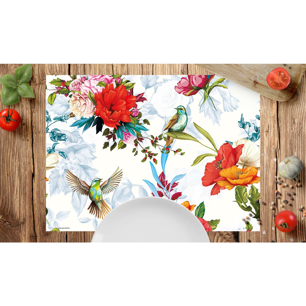 Colorful hummingbirds with wildflowers | Place mats made of premium vinyl 44 x 32 cm - 4 pieces