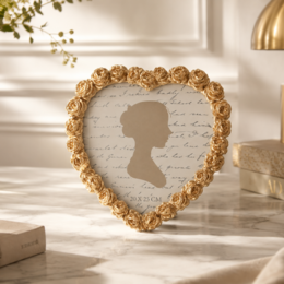 Decorative heart gold resin photo frame 23x24 cm