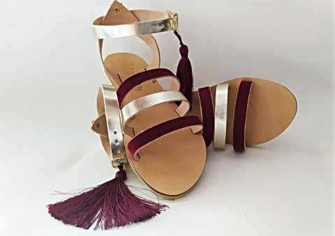 Griechische handgefertigte Kindersandalen aus Leder : Evdoxia