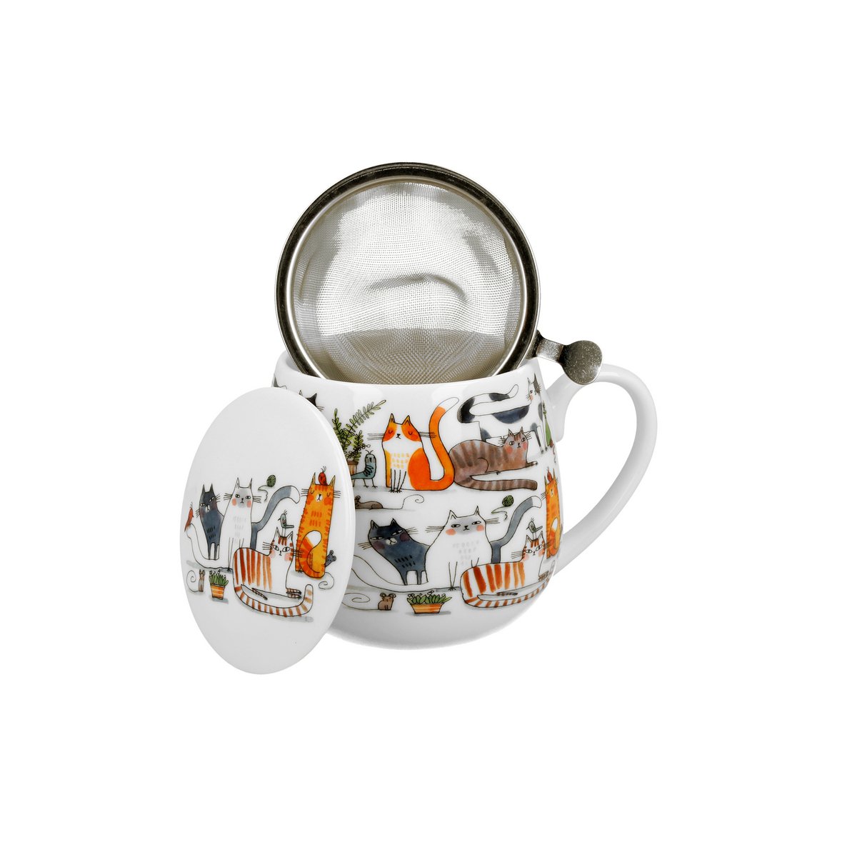 DUO CATS Mug + Infuser , 430ml, LAZY CATS, giftbox